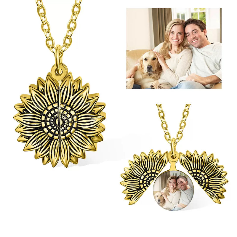 Colar com foto de girassol personalizado