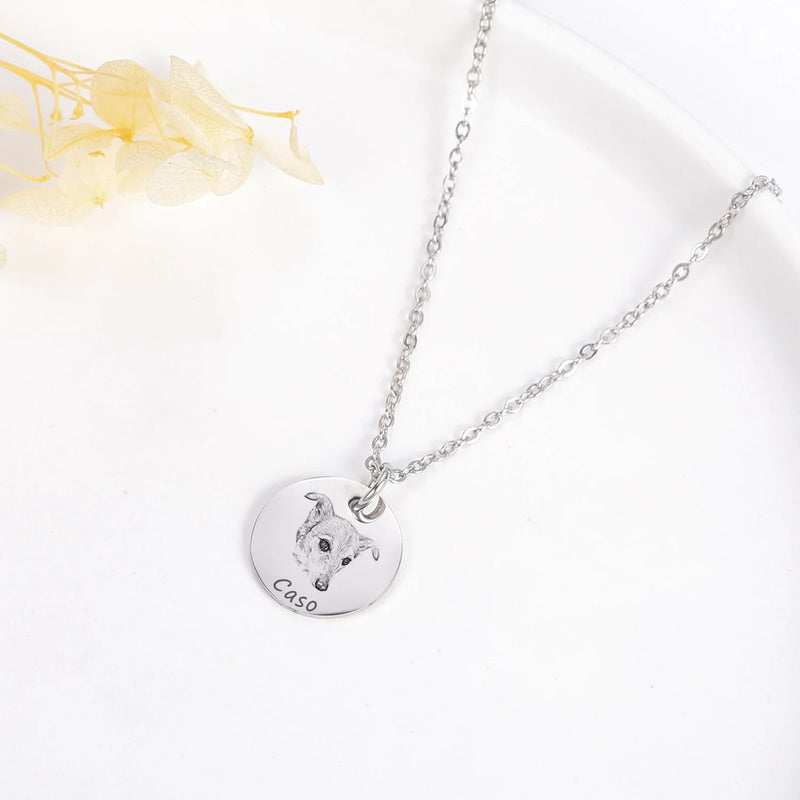 Colar com Pingente Redondo 15mm com Foto Personalizada em Aço Inox Premium