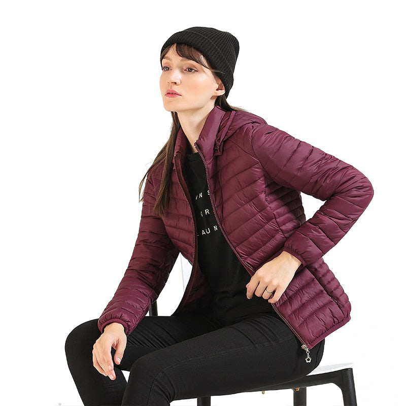 Jaqueta Feminina Puffer com Capuz