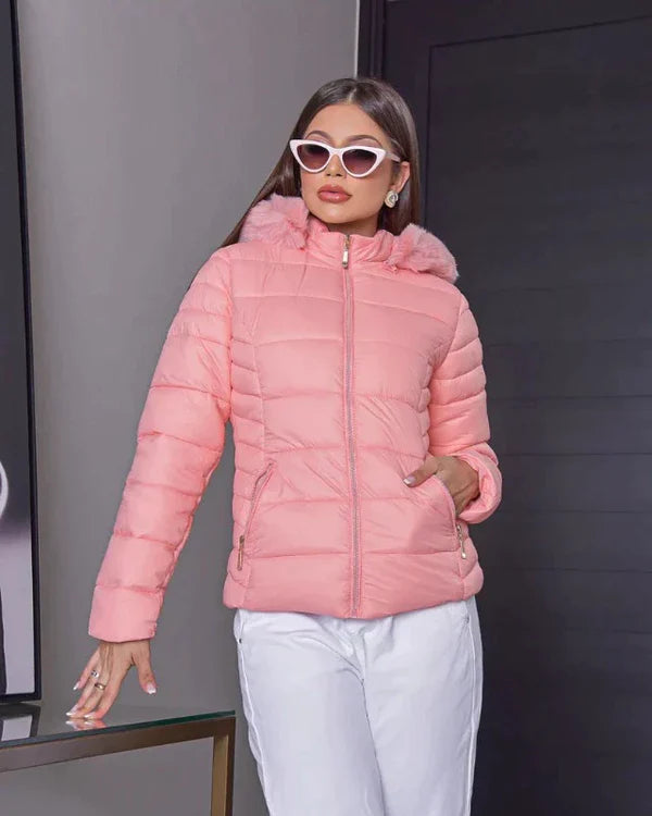 Jaqueta Feminina Puffer com Capuz