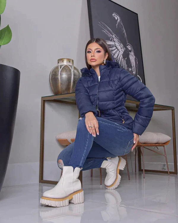 Jaqueta Feminina Puffer com Capuz