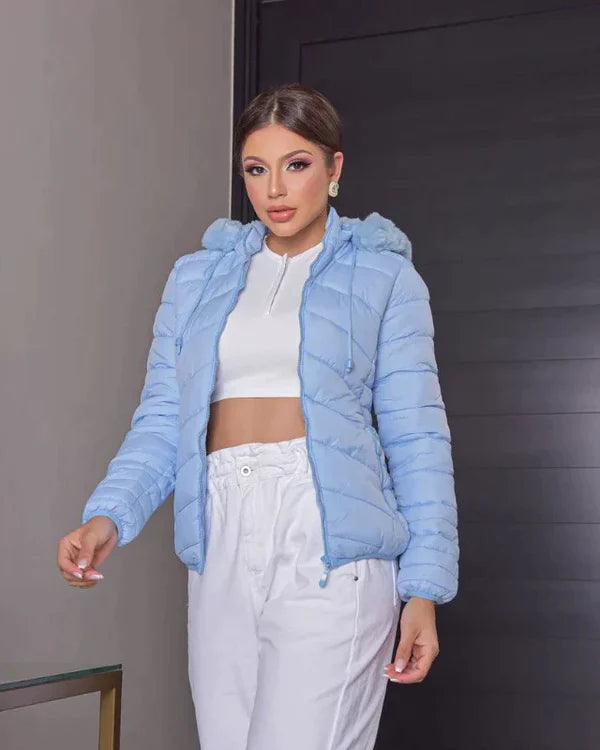 Jaqueta Feminina Puffer com Capuz