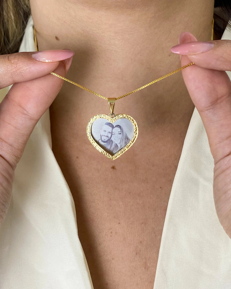 Colar com Pingente Coração Personalizado Inox
