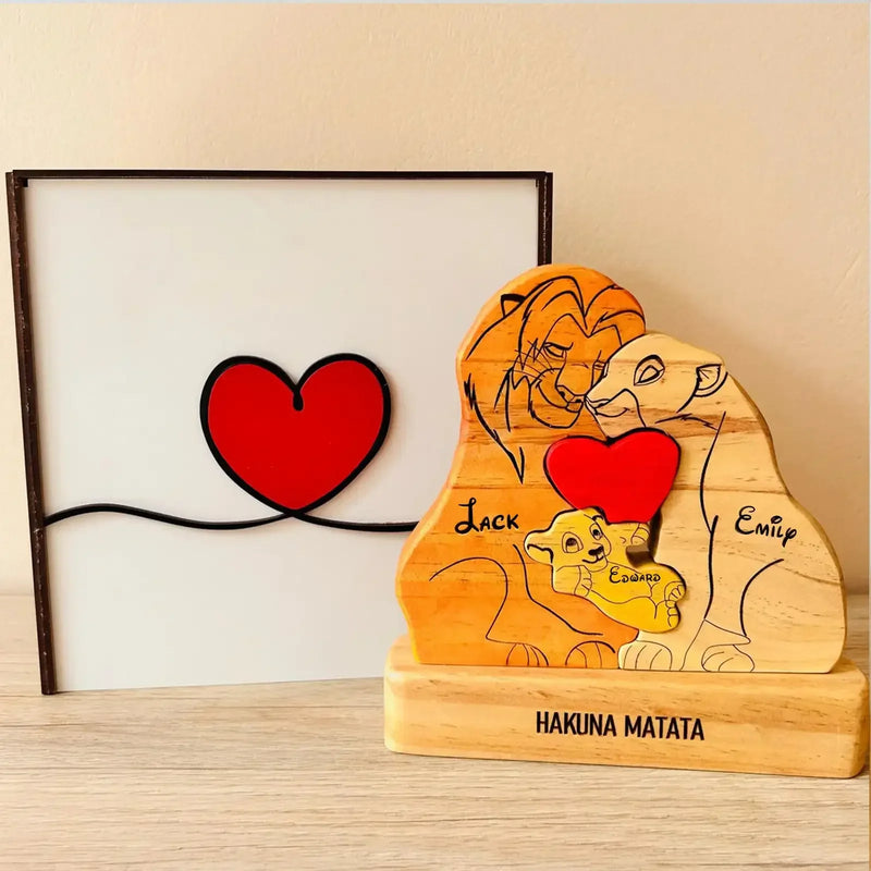 Puzzle de Madeira Personalizado Para Família - Rei Leão