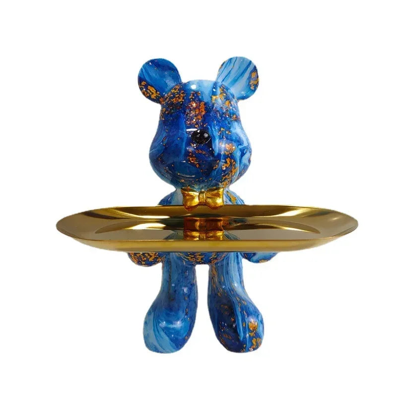 Escultura Decorativa com Bandeja Urso Geométrico - Decoração Sala