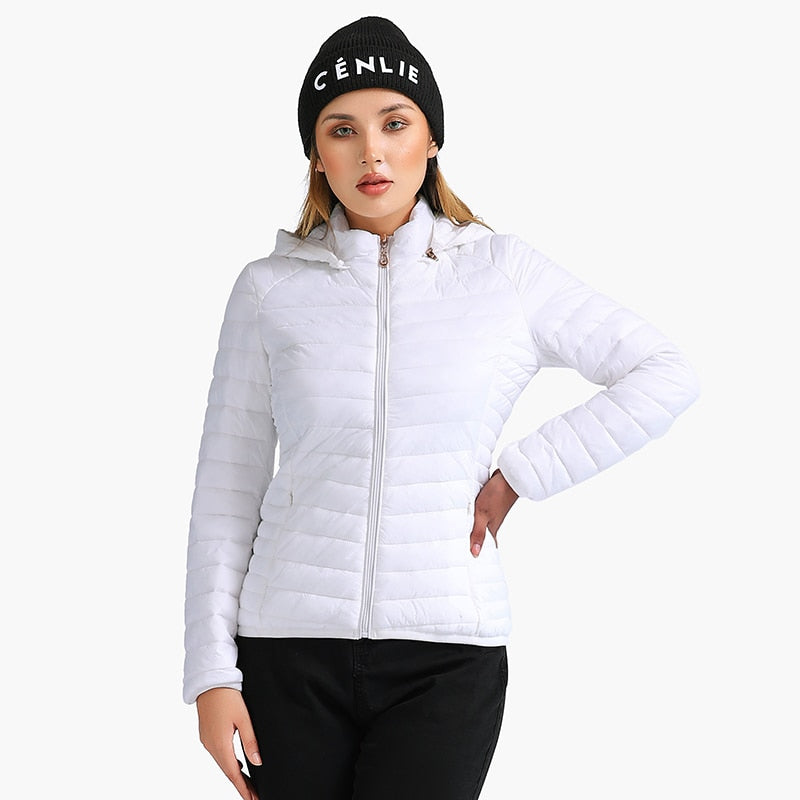 Jaqueta Feminina Puffer com Capuz
