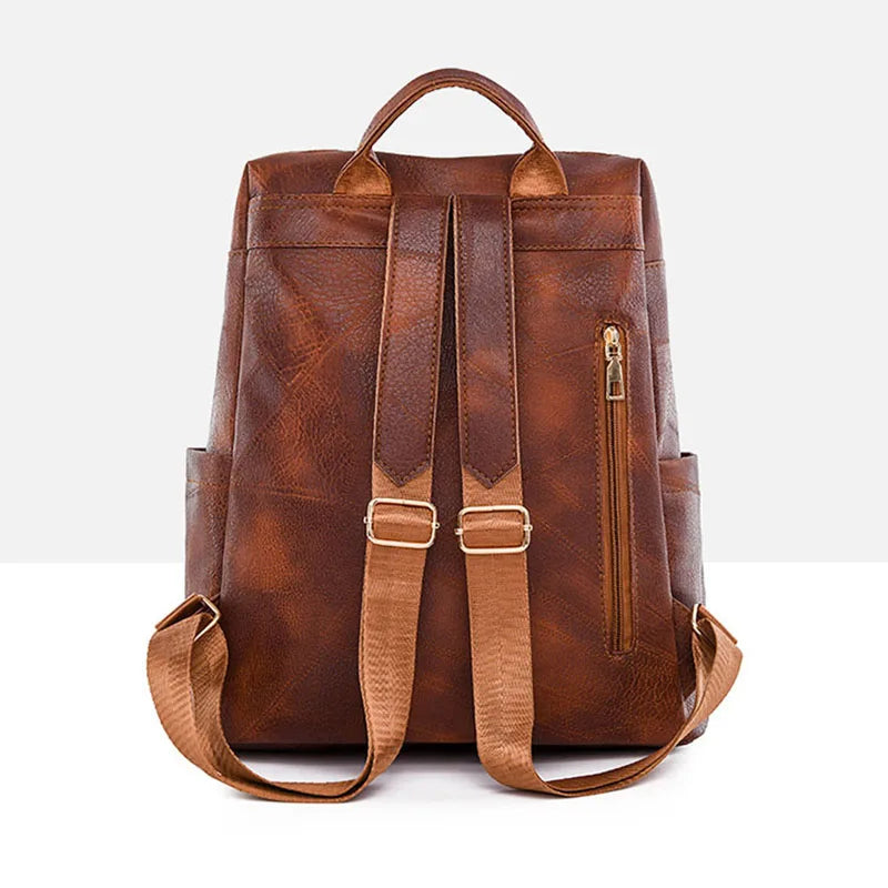 Mochila antifurto de couro liso Suelen