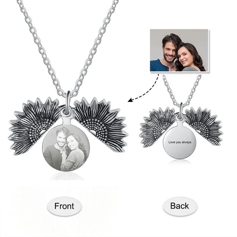 Colar com foto de girassol personalizado