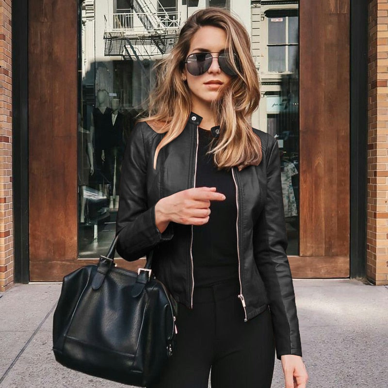 Jaqueta de Couro Feminina Zara