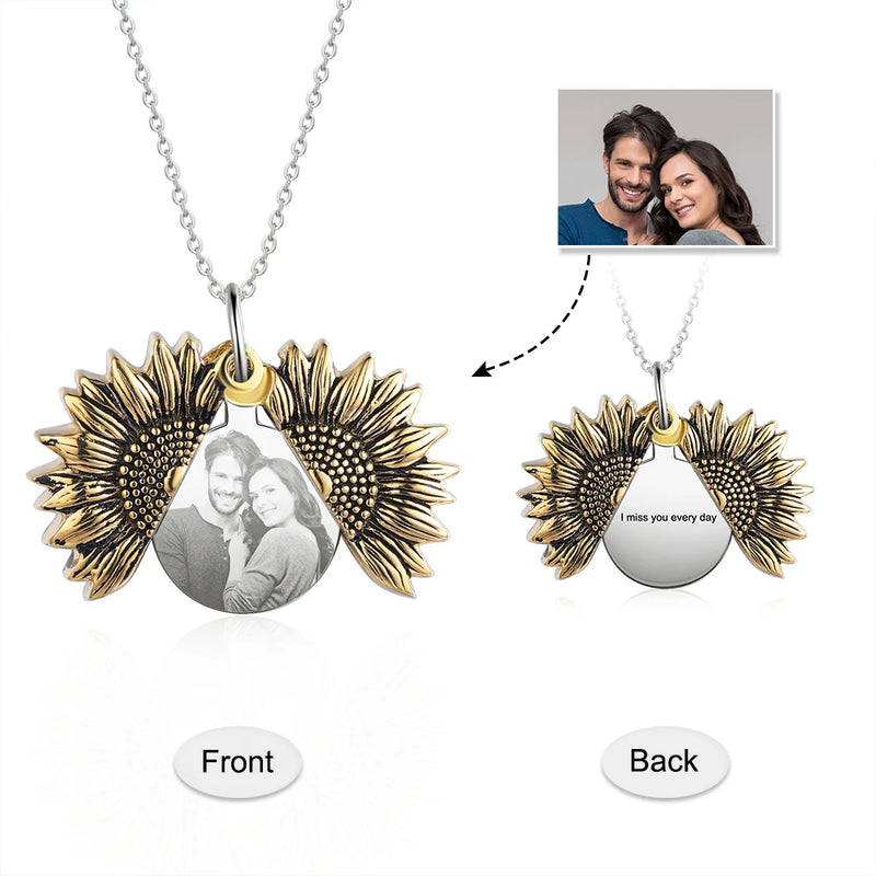 Colar com foto de girassol personalizado