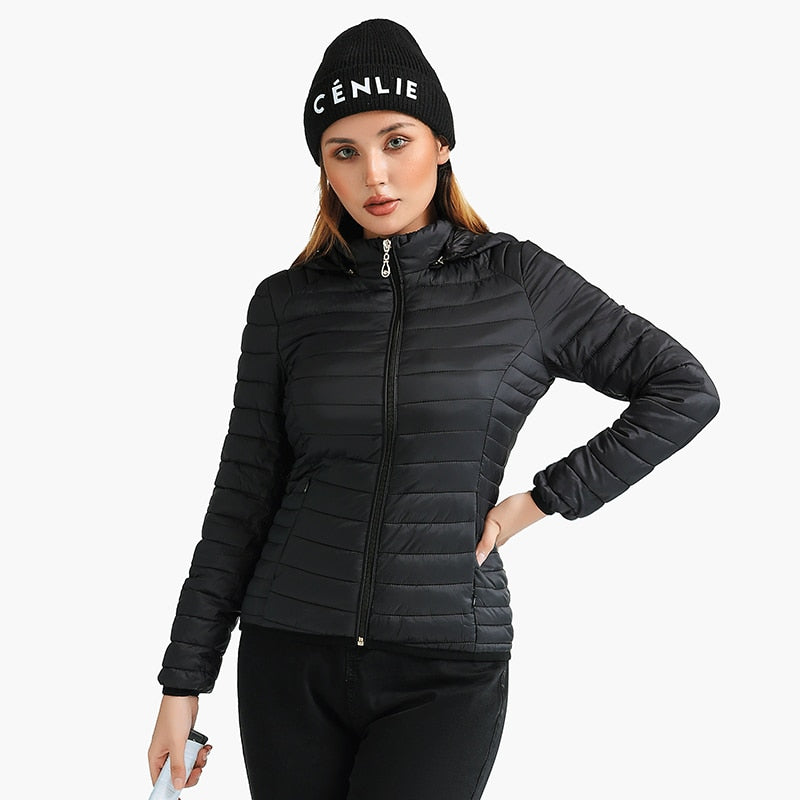 Jaqueta Feminina Puffer com Capuz