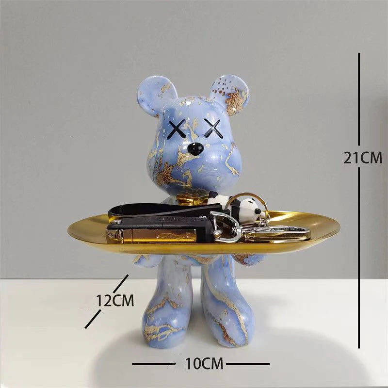 Escultura Decorativa com Bandeja Urso Geométrico - Decoração Sala