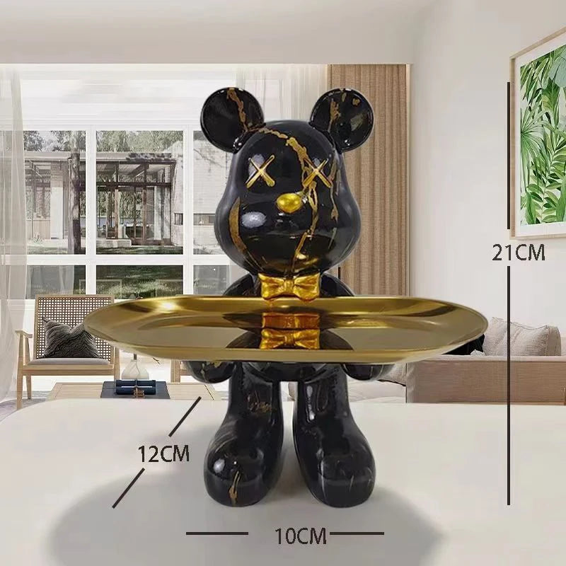 Escultura Decorativa com Bandeja Urso Geométrico - Decoração Sala