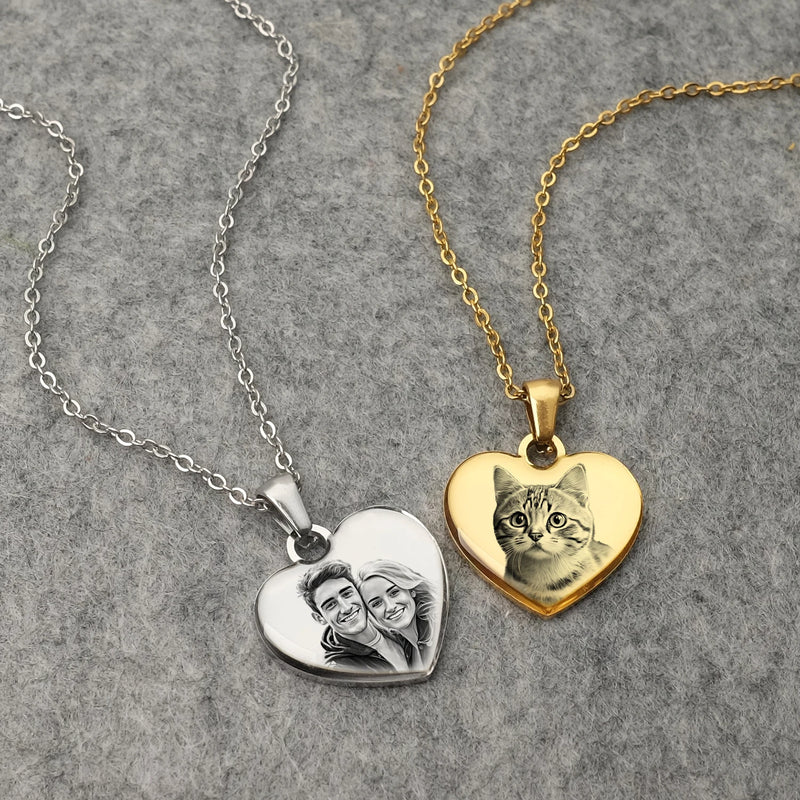 Colar com Pingente Coração Personalizado Inox