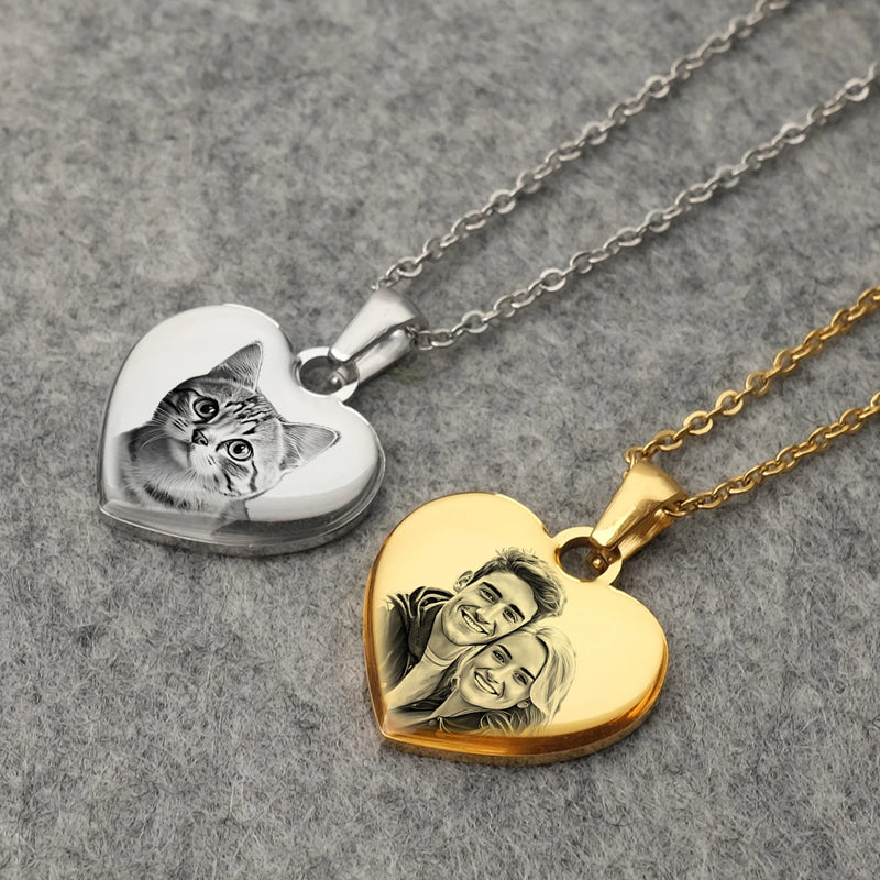 Colar com Pingente Coração Personalizado Inox